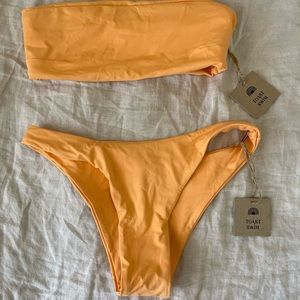 Toast Swim XS Peach Cobbler Bandeau and High Hip Bikini